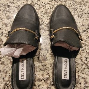 Steve Madden Kandi Black Leather Slides